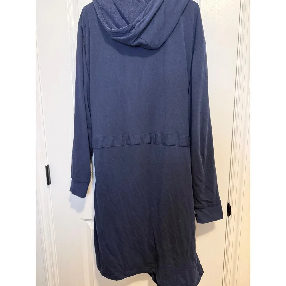 Dude Robe Mens Luxury Hooded Bathrobe Navy Blue Cotton Jersey L/XL Loungewear